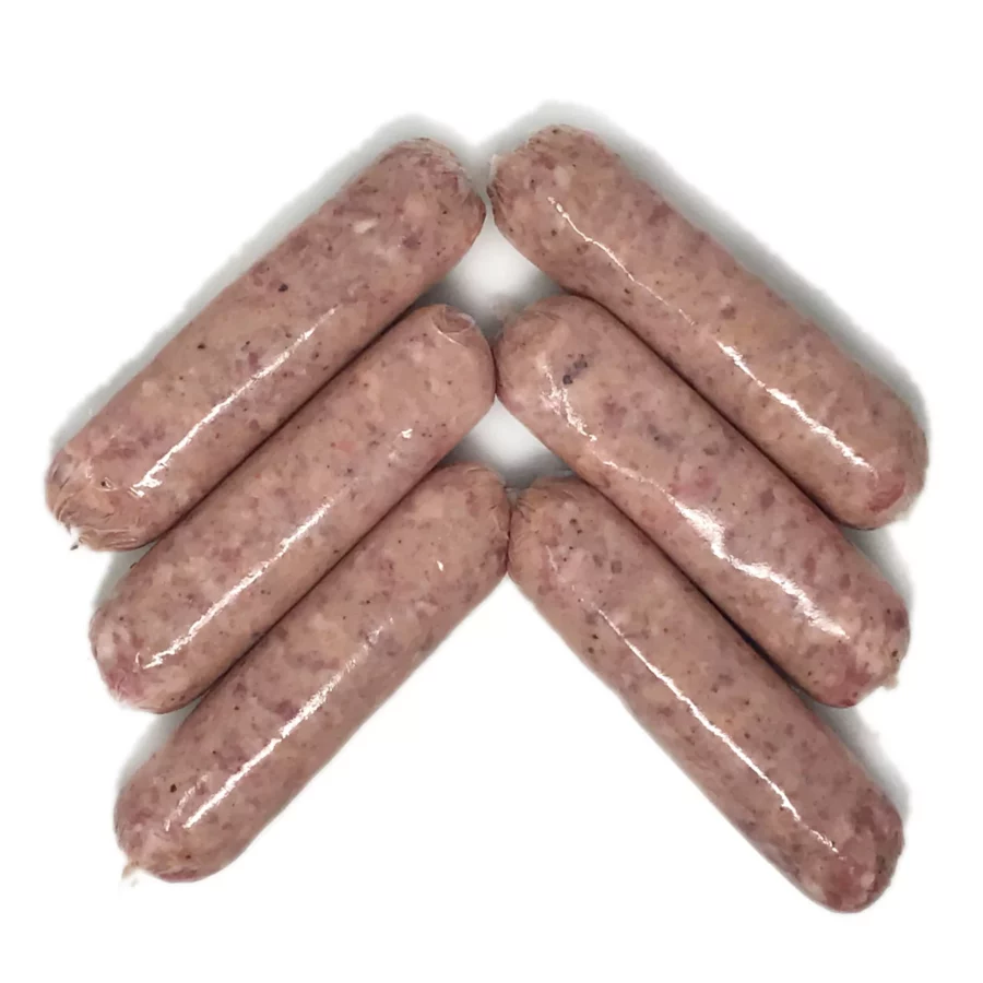 image of cracked black pepper sausages.