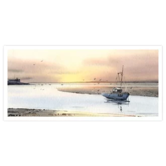 Sunset on Morecambe Bay Greetings Card by Colin Pickering