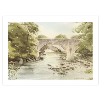 Picture of a card that depicts Devils Bridge in Kirkby Lonsdale