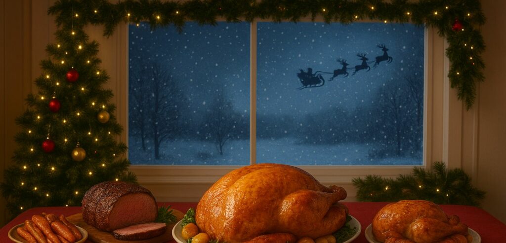 A Christmas Meal Scene.